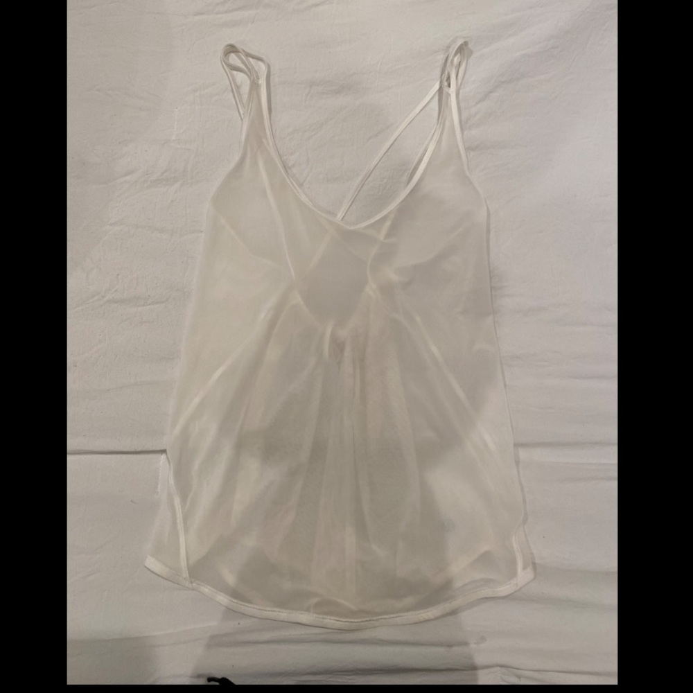 Lululemon white open back sheer float tank